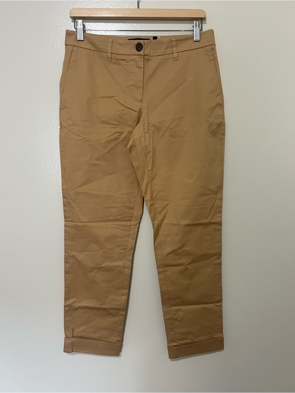 Wildfang The Essential Trouser Taper Cuffed Pants Tan Size 6 NWT